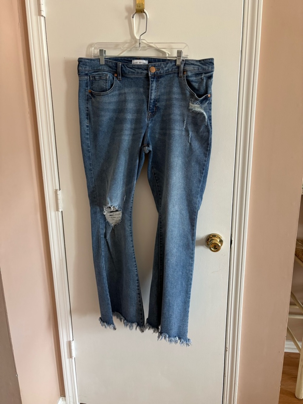 Lane Bryant Distressed Medium Blue Straight-Leg Jeans